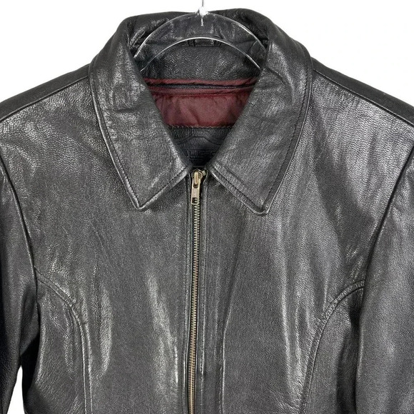 FIRST Genuine Leather VTG Women S Black Moto Biker Jacket Removable Liner Grunge - Picture 5 of 16